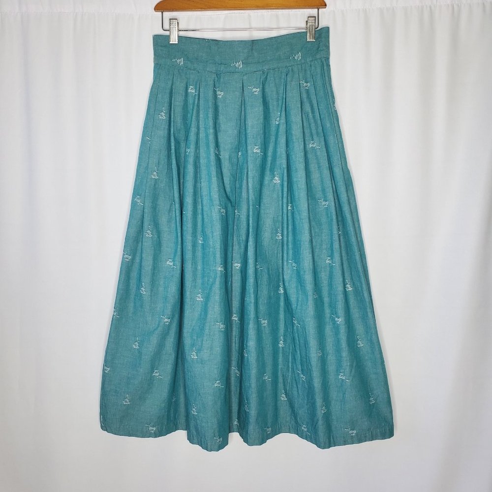 Vintage '80 Perry Ellis Levii Strauss pleated Skirt size 12 green